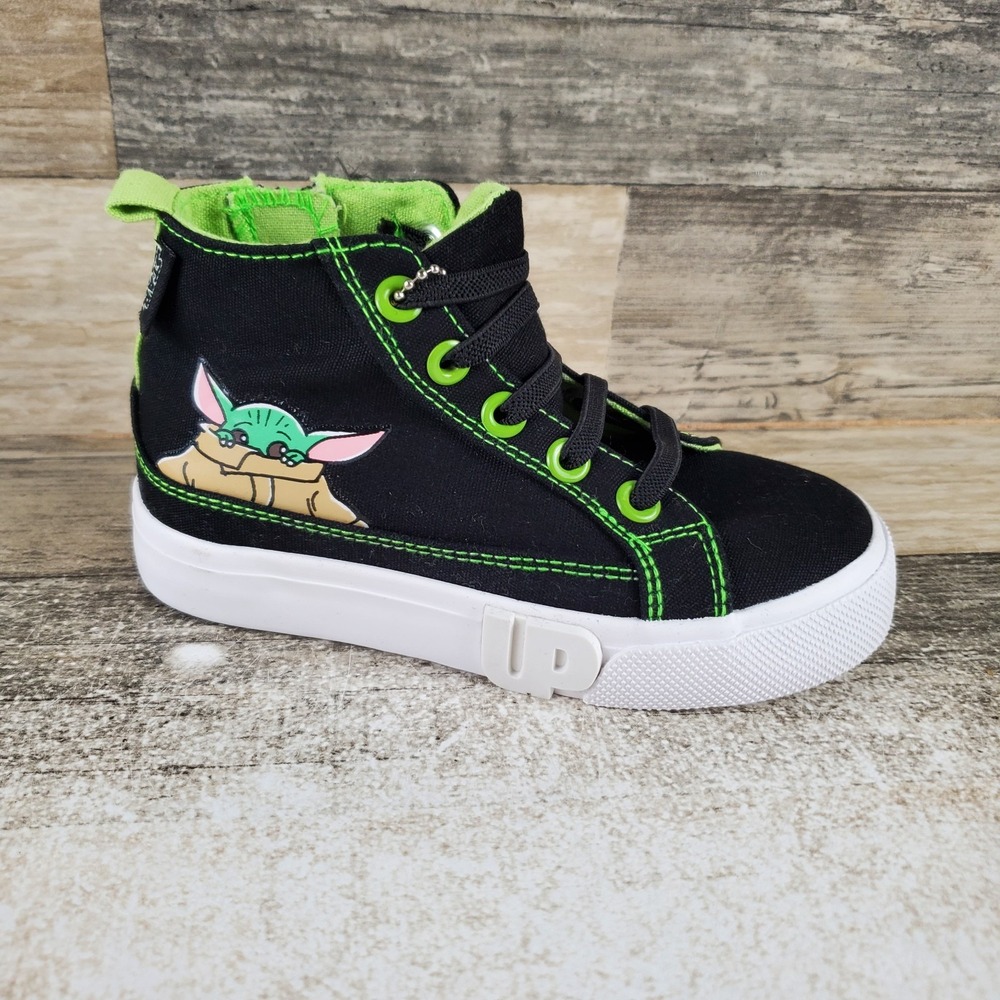 Ground Up Grogu High-Top Toddler Shoes Sz 10 Black White Lace-Up Sneakers